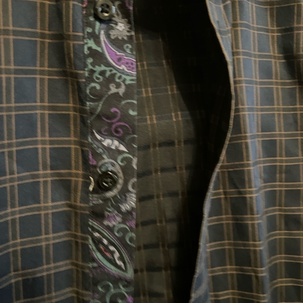 Thomas Dean checked paisley trim Men's long Sleeved shirt - Picture 6 of 9